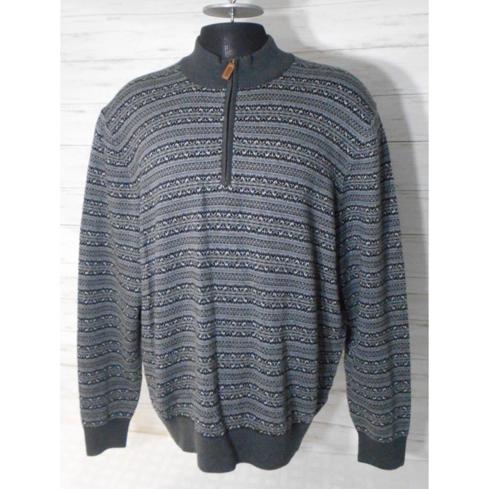 MARTIN ITALIAN 100% MERINO EXTRA FINE WOOL MEN'S GRAY 1/4 Zip XL Mens Fair Isle